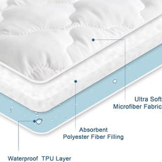 California King Mattress Protector Pad Waterproof Quilted, Breathable & Cooling California King Size Mattresses Protector Cover Fitted with Deep Pocket Up to 18