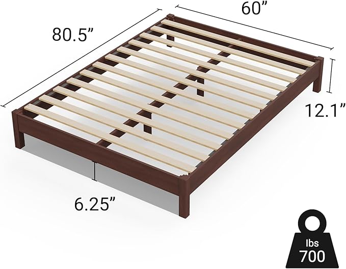 LIFEMENT Queen Signature Wood Platform Bed Frame Walnut, Noise-Free, Under Bed Storage, No Box Spring Needed, Easy Assembly
