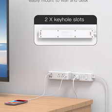 2 Pack Power Strip Surge Protector, Flat Plug Extension Cord with 4 USB Ports(2 USB-C) 6 AC Outlets, USB Charging Station, Wall Mountable for Home, Office, Dorm Essentials, 1080J, ETL Listed