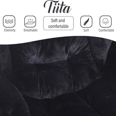 Tiita Lazy Chair with Ottoman, Modern Large Accent Lounge Armchair, Comfy Leisure Sofa Reading Chair with Footrest for Bedroom, Living Room, Dorm Rooms, Garden and Courtyard, Plush Black