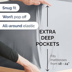 Extra Deep Pocket Twin Sheets - 3 Piece Breathable & Cooling Bed Sheets - Hotel Luxury Bed Sheet Set - Soft, Wrinkle Free & Comfy - Easily Fits Extra Deep Mattresses - Deep Pocket Steel Blue Sheets