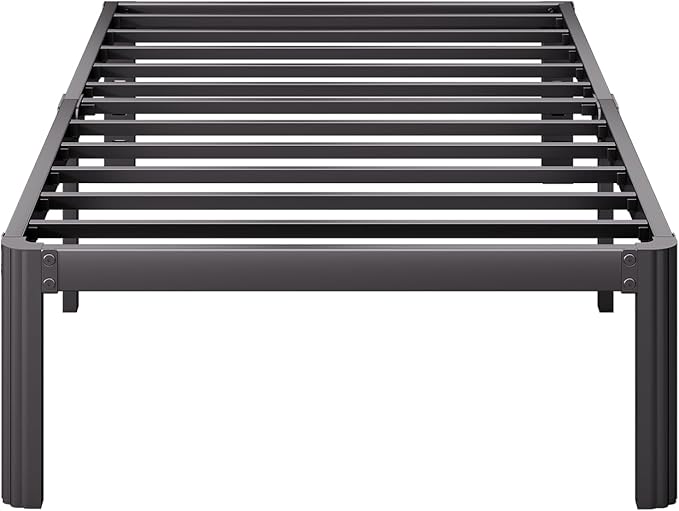 Askeld Twin Bed Frames, 14 Inch High Metal Platform Bed with Round Corner Leg, No Box Spring Needed, Heavy Duty Noise-Free Bed Base, Easy Assembly, Black