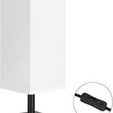 White Small Table Lamp - Bedside Lamp for Bedroom, Minimalist Nightstand Lamp with Silver Base, Desk Lamp for Kids Room Dorm