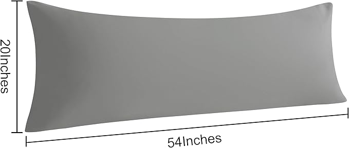 NTBAY 2-Piece Body Pillowcase Set, 20x54 inches, Smoke Grey, Microfiber, Wrinkle-Free, Fade-Resistant, Envelope Closure