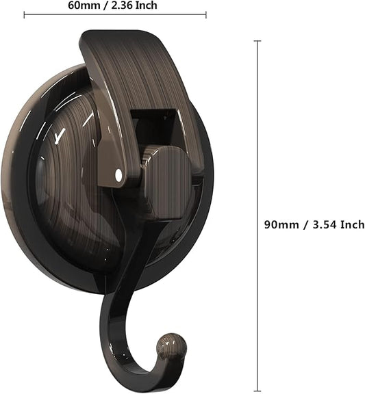 Heavy Duty Vacuum Suction Cup Hooks, Red Bronze Plated Polished Super Suction for Kitchen Bathroom, 2 Pack