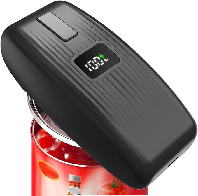 Electric Can Opener – USB Rechargeable with LED Display, Smooth Edge & Auto Stop, One-Touch Hands-Free Automatic Can Opener for Seniors & Arthritis, Works on All Can Types, Food-Safe Kitchen Gadgets