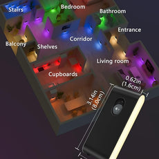 WILLED Stair Lights Indoor Rechargeable,RGB & Warm White Color Changing Night Light,Wireless Motion Sensor Lights Indoor for Stair,Bathroom,Hallway,Kitchen,Closet,Cabinet,Bedroom,Kids' Room