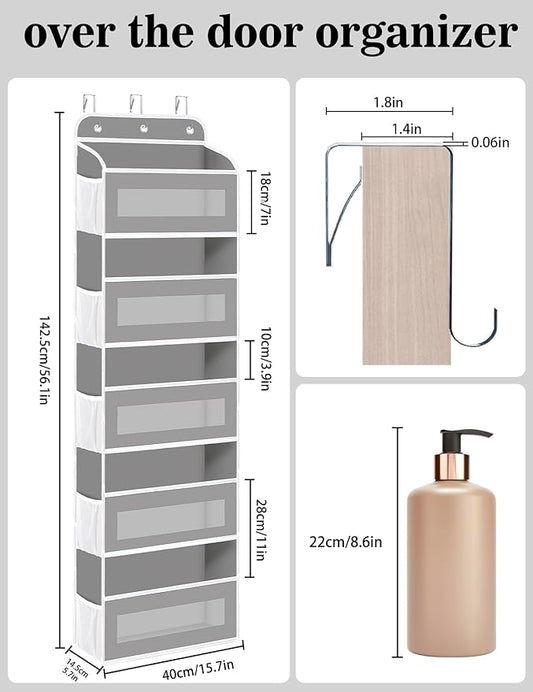 Over The Door Organizer, 5 Shelves Closet Door Hanging Organizer with 10 Mesh Pockets, Nursery Closet Organizer, Baby Essentials, Dorm Room Essentials for Girls