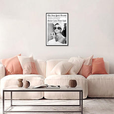 New York Trends Wall Art Black and White Newspaper Better Late Than Ugly Poster Canvas Prints Funky Feminist Posters Trendy College Wall Decor for Bar Cart Girl Dorm Room Bathroom Decorative 16x24inch black framed