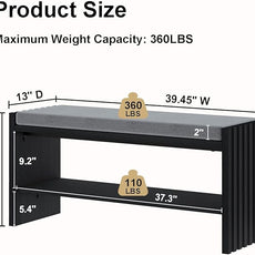 BON AUGURE Storage Bench, Entryway Bench with Shoes Storage, Wooden Benches with Seat Cushion, Shoe Rack Benches for Entry, Entrance, Front Door (Black Oak, 40 Inch Wide)