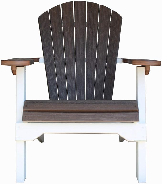 Deluxe Folding Poly Adirondack Folding Chair (Brazilian Walnut/White)