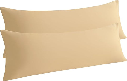 NTBAY 2 Pack Body Pillowcase, 20x54 inches, Light Taupe, Soft, Wrinkle, Fade Resistant, Envelope Closure, Microfiber, 2 Pillowcases, Set of 2