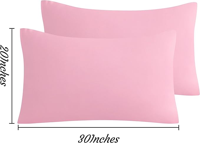 NTBAY Queen Pillow Cases Set of 2, 2 Pack Brushed Microfiber 20x30 Pillow Cases, Soft, Wrinkle, Fade, Stain Resistant Pink Pillow Cases with Envelope Closure, 20x30 Inches, Pink