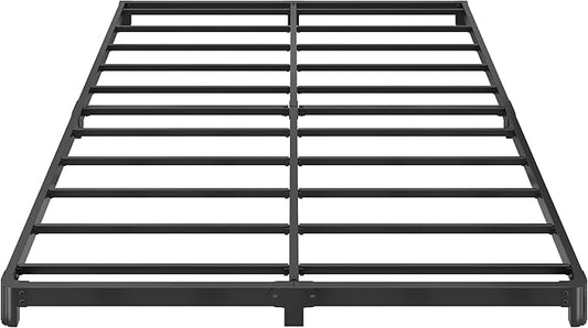 4 Inch Low Profile King Bed Frame with Rounded Corner Legs Heavy Duty Metal King Size Platform Bed Frame No Box Spring Needed, Easy Assembly, Noise Free, Black.