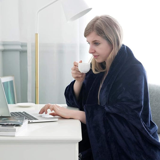 IR Imperial Rooms Fleece Blanket 16 Pack - Super Soft Fluffy Navy Throw Blanket for Sofa and Bed - Warm and Cozy Lightweight 400 GSM Microfiber Bed Throws Blankets, 50x60 Inches (Throw/Travel)