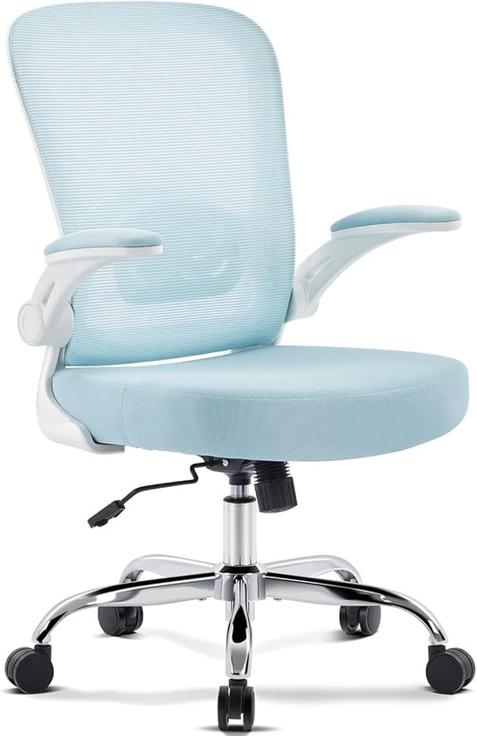 Office Chair,Ergonomic Mesh Desk Chair with Adjustable Lumbar Support,Computer Chair with Flip-up Armrests, Rolling Executive Chairs, Home Office Chair(Blue)