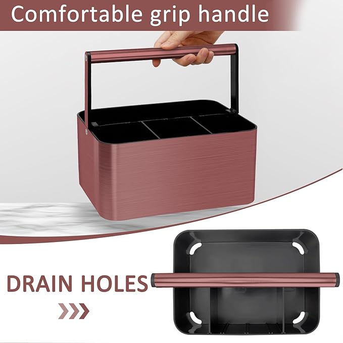 Shower Caddy Portable for College Dorm Room Essential, Bathroom Caddy Organizer with Handle and Adjustable Dividers, Shower Storage Tote, Plastic Shower Basket Bin for Shampoo Toiletry