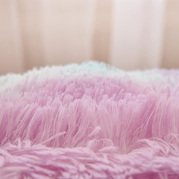 A Nice Night Faux Fur Reading Pillow Bed Wedge Large Adult Children Backrest with Arms Back Support for Sitting Up in Bed/Couch for Bedrest,BluePurple,More Large