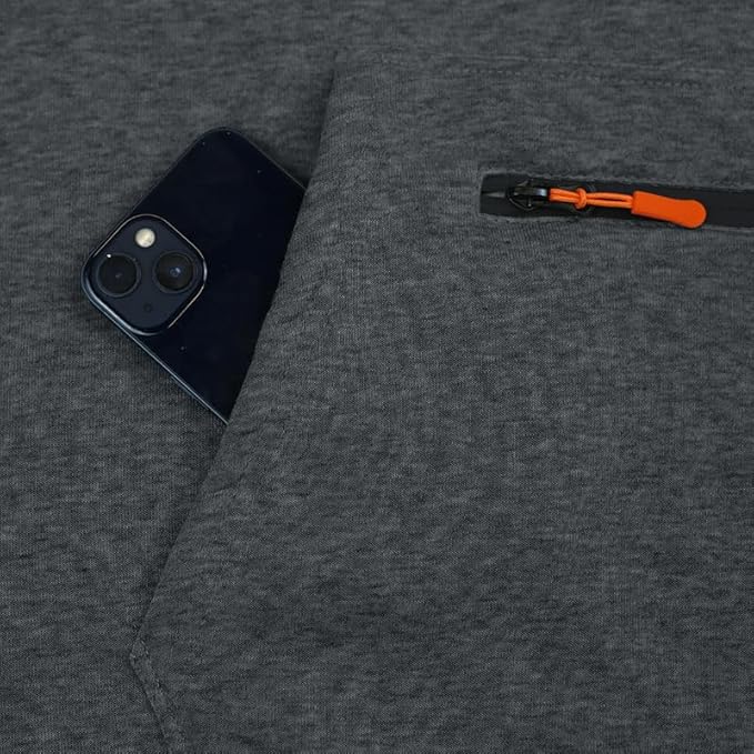 Men's Hooded Sweatshirt - Quarter Zip Pullover with Pockets Autumn Winter Casual Wear for Vacations