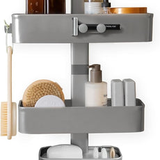 Rust Resistant Hygienic Shower Caddy – Hanging Bathroom Organizer with Adjustable Shelves, Easy Clean Trays & Magnetic Hooks for DIY Remodels & Shower Niches - Graphite