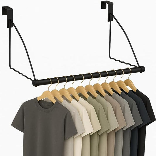 HOLDN’ STORAGE Over The Door Hanger - Door Rack Hangers for Clothes - Space Saving Designed for Bedroom & Bathroom - Ideal for Clothes & Towels - Drying Rack, Black