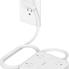 Surge Protector Flat Extension Cord 5FT, TESSAN Flat Plug Power Strip with 4 Outlets 3 USB C Ports (1 USB C), 900 Joules Protection, Multiple Wall Outlet Extender Suitable for Home Office Dorm, White