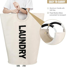 125L X-Large Laundry Basket, Freestanding Tall Clothes Hamper, Collapsible Laundry Bag, Beige