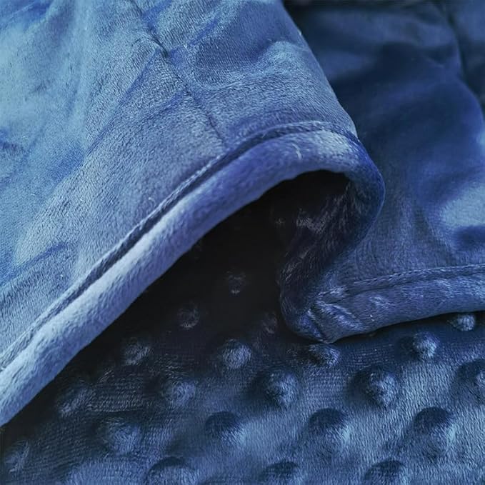 ALANSMA Reversible Weighted Blanket for All Season, Luxury Velvet, Warm and Cool, Adult 10Lb Blue Weighted Blanket, Enjoy Sleeping Anywhere(Blue,48"x72" 10lbs)