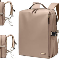 GOLF SUPAGS Stylish Laptop Backpack for Women Airline Approved Perfect for Work College and Travel Multi-Functional Casual Daypack Fits 17.3 Inch Notebook (Champagne)