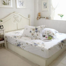FADFAY 4-Piece Shabby White Floral Bed Sheet Set Cotton Bed Sheets, King