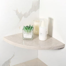 Koville 10'' Natural Marble Shower Corner Shelf for Bathroom, Wall Mounted Stone Corner Shower Caddy 1 Layer, No Drilling, Modern, Polished, Durable, Conical, Bathroom Storage - 1 Item