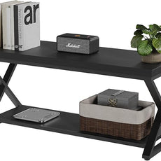 IBF Black Bench for Entryway, Black Modern Wood Bench for Bedroom Hallway Foyer, Farmhouse Entry Way Home Organizer Shoe Bench Seat with Storage Rack Indoor Under Window, 39 Inch Long