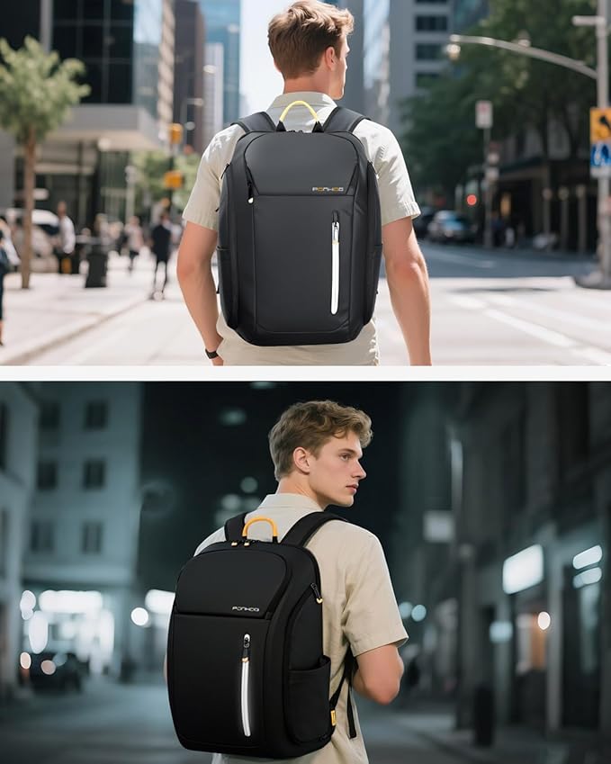 18 Inch Laptop Backpack for Men, Business Travel Anti-Theft Backpack with USB Charging Port, Water Resistant Computer Bag Carry On Flight Approved for Work College Weekender, Black