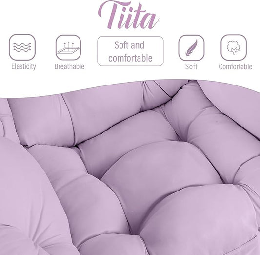 Tiita Lazy Chair with Ottoman, Modern Large Accent Lounge Armchair, Comfy Leisure Sofa Reading Chair with Footrest for Bedroom, Living Room, Dorm Rooms, Garden and Courtyard, Purple