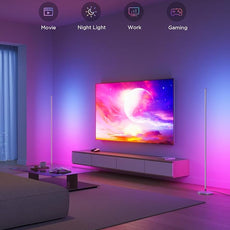 Govee RGBIC Floor Lamp, LED Corner Lamp Works with Alexa, Smart Modern Floor Lamp with Music Sync and 16 Million DIY Colors, Color Changing Standing Lamp for Bedroom Living Room Silver