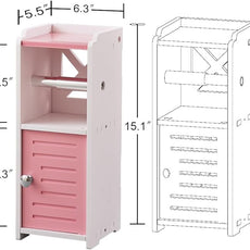 AOJEZOR Toilet Paper Holder Stand: PVC Freestanding Cabinet Storage for Small Bathroom Spaces for Homes and Renters-Jelly Pink