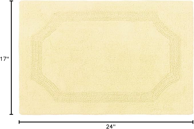 Laura Ashley - Reversible Cotton Bath Mat, Premium Bathroom Décor, Machine Washable Bathroom Rug, Highly Absorbent, 17"x24", Yellow