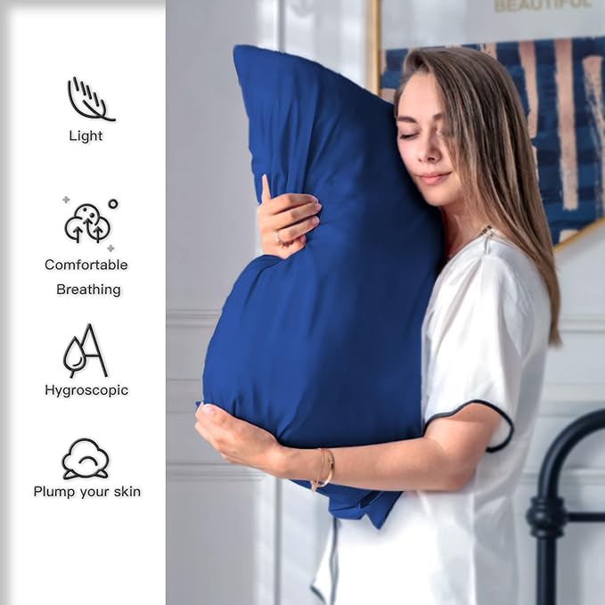 Silk Pillowcase for Hair and Skin,Soft,Breathable and Sliky 100% Silk Pillowcases King Set of 2,Both Sides Natural Mulberry Silk Pillow Cases with Hidden Zipper(King Size 20"X 36",2pcs)