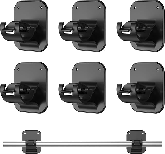 6 PCS Apartment Dorm Decor Curtain Rods No Drilling Brackets,No Drilling Holder Renter Friendly Adhesive Curtains Hooks for Hanging Drapes Rv Over Blinds Dorm Kitchen Bedroom Home Bathroom