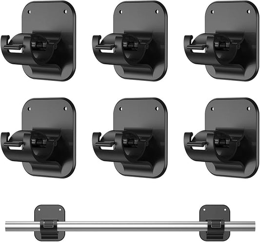 6 PCS Apartment Dorm Decor Curtain Rods No Drilling Brackets,No Drilling Holder Renter Friendly Adhesive Curtains Hooks for Hanging Drapes Rv Over Blinds Dorm Kitchen Bedroom Home Bathroom