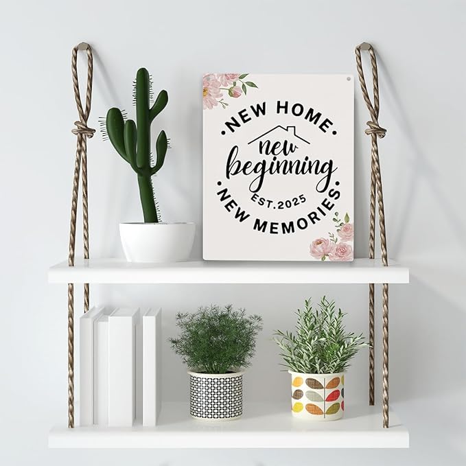 YCYD House Warming Gifts - Best Housewarming Gifts 2025, Home Sweet Home Sign, Funny New Home New Memories Ideas Home Decor Rustic Decor Wooden Box Sign for Living Room Bedroom, 10 x 8 Inch