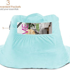 Nestl Reading Pillow with Shredded Memory Foam, Designed for Sitting Up in Bed and Couch, Back and Arms Adjustable Support for Adult & Teens Backrest Pillows for Reading with Washable Cover Light Blue
