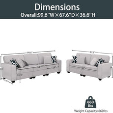 Legend Vansen Modular Sectional Sofa U Shaped Couch with Ottoman Modern Reversible Corner Sectional Couch for Living Room (Light Grey, 2+3)