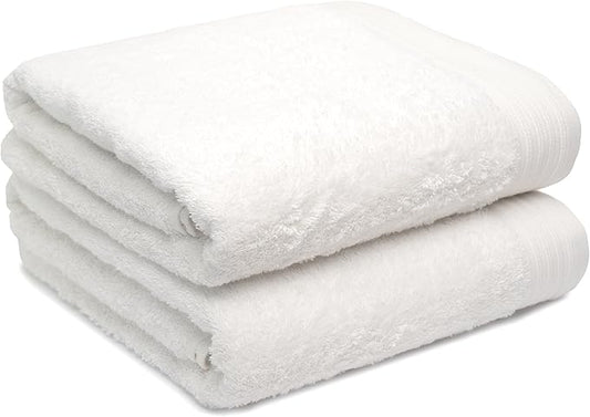 100% Cotton Towels 35" X 70" | White Towels Set of 2Ultra Soft and Highly Absorbent Bath Towel Set Cotton, Gym, Hotel, Spa, Machine Washable