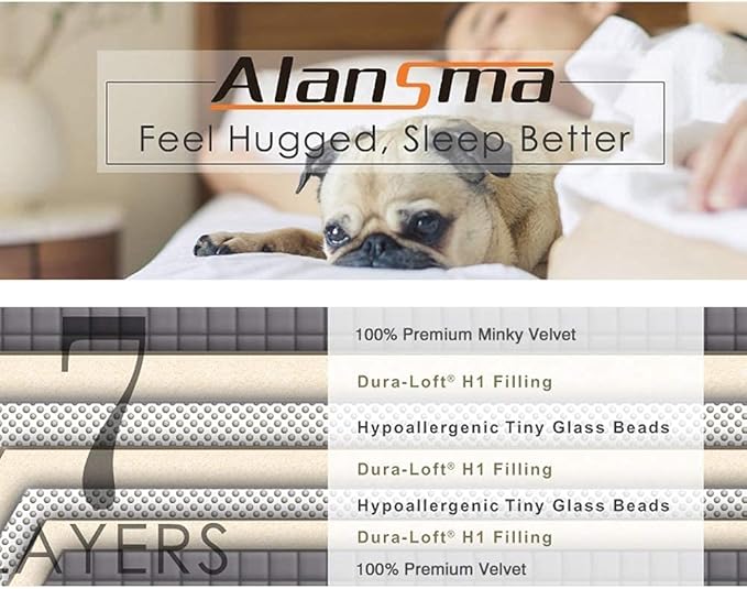 ALANSMA Reversible Weighted Blanket for All Season, Luxury Velvet, Warm and Cool, Adult 5Lb Grey Weighted Blanket, Enjoy Sleeping Anywhere(Grey,35"x48" 5.5lbs)