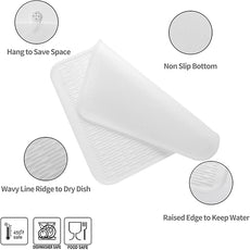 Silicone Dish Drying Mat for Multiple Usage,Easy clean,Eco-friendly,Heat-resistant Silicone Mat for Kitchen Counter or Sink,Refrigerator or Drawer Liner Translucent 2XL 24 inches x 18 inches