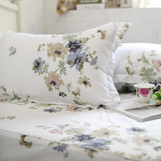 FADFAY 4-Piece Shabby White Floral Bed Sheet Set Cotton Bed Sheets, Twin