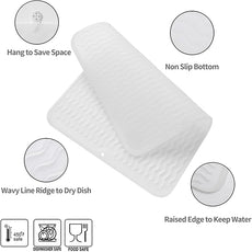 Silicone Dish Drying Mat for Multiple Usage,Easy clean,Eco-friendly,Heat-resistant Silicone Mat for Kitchen Counter or Sink,Refrigerator or drawer liner Translucent L 16 inches x 12 inches