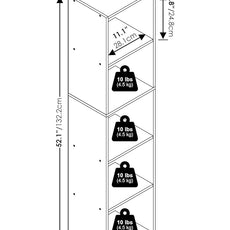 Furinno PASIR Book Shelf, 5-Tier Modern Bookshelf, Open Shelves Bookcase 9 x 12 x 52, for Living Room, Bedroom, Home Office, French Oak