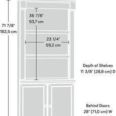 Sauder Palladia Book Shelf, Bookshelf with Storage, Library Bookcase with Doors and Adjustable Shelves, in Wind Oak Finish
